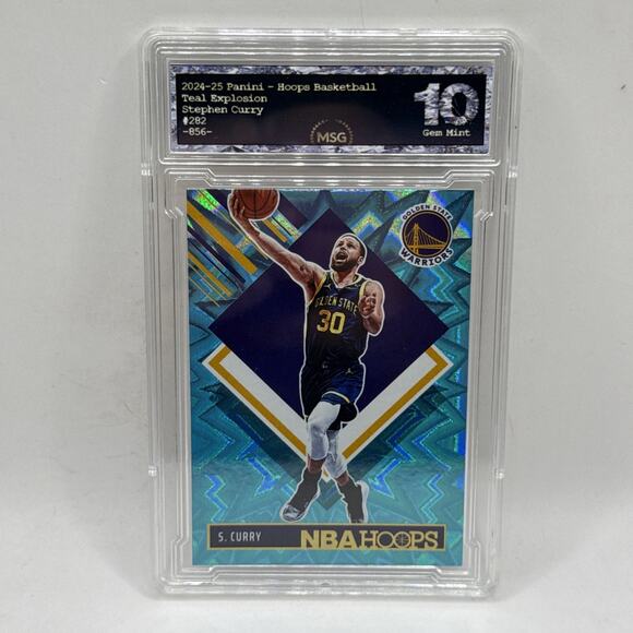 2024-25 Panini Nba Hoops Tribute Stephen Curry #282 Teal Explosion Graded 10 Gem - Picture 1 of 2